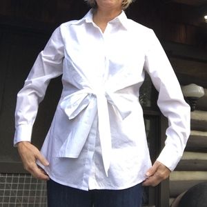 CAbi  White Tie-in-Front Shirt